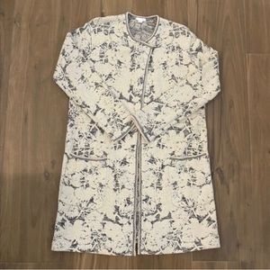 JJILL long cardigan sweater - topper - jacket - cream & gray - size S
